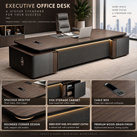 Bureau de direction de luxe sur mesure pour PDG et managers avec armoire latérale pour mobilier de bureau moderne