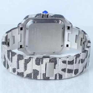 Reloj Automático de Acero Inoxidable Cuadrado con Diseño de Leopardo en Dos Tonos, Esfera con Diamantes de Imitación, Números Romanos, Estilo Vintage y Elegante - Product Image 4