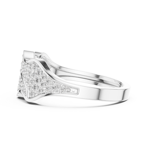 Anillo de Diseño para Hombre en Oro Blanco de 10K con Baño de Rodio, Patrón de Ondas de Lujo, Diamantes Cultivados en Laboratorio con Pavé, Menos de 1 Quilate - Product Image 3