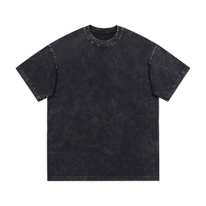 T-shirt décontracté pour homme, col rond, manches courtes, violet délavé style vintage, uni - Product Image 2