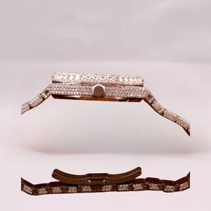Elegante Reloj de Pulsera de Cuarzo con Moissanita, Correa Marrón de Moda, Esfera Redonda, Diseño Analógico con Detalles de Diamantes Premium para Uso Casual - Product Image 4
