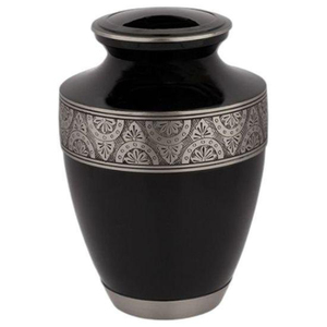 Handcrafted Pearl White Enamel Adult Cremation Urn For Human Ashes Elegant Metal Brass Funeral Urn With Hand Engraved Silver - Product Image 5