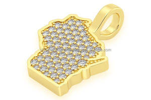 Customized 14K Solid Gold Hip Hop Necklace Iced south Wisconsin State Country <b>Map</b> Flashy Natural Diamond Fine Pendants & Charms - Product Image 4