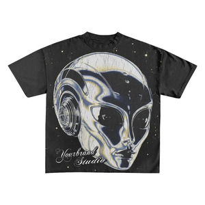Camiseta Gráfica de Color Sólido para Hombre, Corte Holgado, Estilo Y2K, Lavado Vintage, 100% Algodón, Marca Privada OEM ODM - Product Image 3