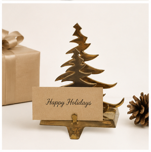 Custom Modern Luxury Solid Brass Double Christmas Tree <b>Stocking</b> <b>Holder</b> Heavy Duty Weighted Mantel Hanger Holiday Fireplace Decor - Product Image 2