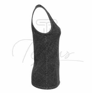 Custom Logo <b>Women's</b> Crop Top 100%cotton <b>Singlet</b> Workout Yoga tank Top Customized Acid Wash tank Top - Product Image 4