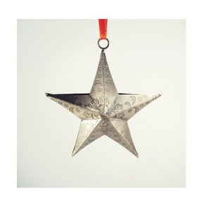 Embossed Design Nickel Finished Metal Hanging Star Ornaments For Home Christmas X Mas <b>Tree</b> Decorative Hanging Ornaments - Product Image 6