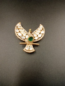 Amaira Jewels Luxury 925 Silver Peacock Bowknot <b>Brooch</b> Diamond Pear Cut Emerald Center Stone Unisex Fine Jewelry SM-1051 Gift - Product Image 1