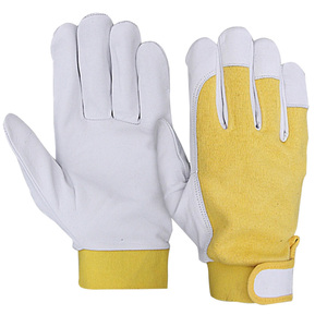 Gants de travail en cuir de vachette personnalisés avec logo, antidérapants, séchage rapide, quatre saisons, sécurité du poignet, jaune et blanc, pour le travail industriel - Product Image 1