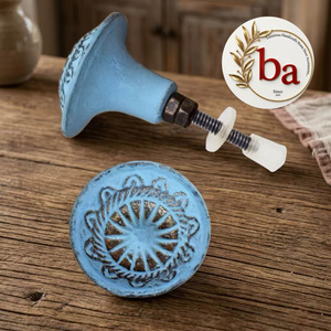 Pomo y Tirador de Cerámica Azul Industrial Ecológico para Muebles de Cocina, Cajones, Cómodas y Dormitorios - Product Image 1