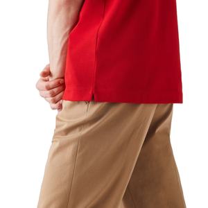 Polo de algodón elástico con logotipo bordado personalizado, camisa de ajuste Regular, color rojo, con solapa de botón oculto y Rib, 100% - Product Image 5