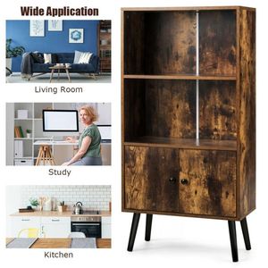 Libreria Moderna in Legno di Quercia a 2 Ripiani con 3 Scomparti per Soggiorno e Ufficio Domestico - Product Image 3