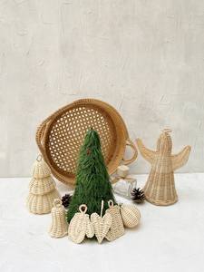 Rotin Osier Ange Ornement De Noël À La Main Décoration D'arbre De Vacances Style Ferme Vintage - Product Image 2