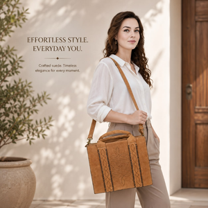 Premium Genuine Suede <b>Leather</b> Shoulder <b>Bag</b> for Women Vintage Western Handbag Designer Satchel Everyday Travel Office Fashion - Product Image 3