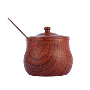 Top Selling Wood Sugar Pots Classic Design Wooden Salt Sugar Bowl With Lid Customized Sale - Product Image 1
