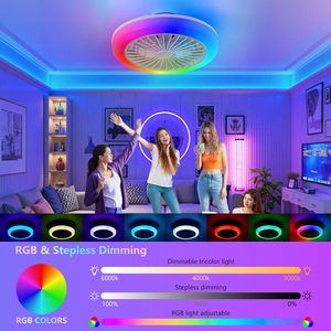 Ventilatore da Soffitto Moderno a Basso Profilo da 18 Pollici con LED RGB, Controllo Remoto e App Smart, Luce Dimmerabile - Product Image 2