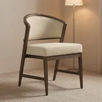 Chaise de salle à manger Anne, écologique, réglable, style mid-century modern, rembourrée, structure en bois, assise en coton, ton beige, design de mobilier pour la maison