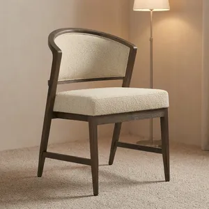 Chaise de salle à manger Anne, écologique, réglable, style mid-century modern, rembourrée, structure en bois, assise en coton, ton beige, design de mobilier pour la maison - Product Image 5