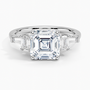 BOJ <b>Ring</b> 3 Asscher Cut 925 <b>Silver</b> Five Stone Prong Set <b>Solitaire</b> Engagement <b>Ring</b> GRA Certified 2ct D Color VVS1 Moissanite - Product Image 1