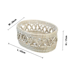 Panier ovale en jonc de mer avec fruits, fait main, pour rangement, vente en gros, écologique, fabriqué au Vietnam - Product Image 4