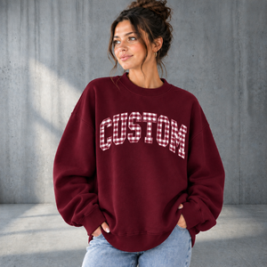 Nouveautés Sweat-shirt oversize à col montant pour femme, imprimé lettres et motif pied-de-poule, 100% coton mélangé, manches longues, épaules tombantes, style hoodie - Product Image 4