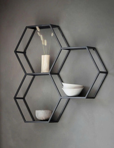 Modern Hexagon Metal Wall Shelf Geometric Honeycomb <b>Iron</b> Floating Display Rack Home Decorative Storage Organizer - Product Image 3