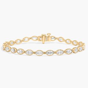 Pulsera de tenis de oro para mujer con bisel oriental-occidental y 5 quilates de diamantes de laboratorio con corte marquesa - Product Image 3