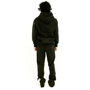 Unisex Oversized Sweatshirt Wide Leg Pants Set Casual Solid Printed 100% Cotton Loungewear Outfit Hooded Collar for Winter - Product Image 3