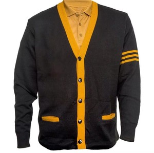 Suéter Cárdigan Negro Personalizado AKA Fraternity Alpha para Mujer, Cuello en V, Tejido Acrílico, Chenilla, Logotipo Frontal Sólido, Invierno - Product Image 1