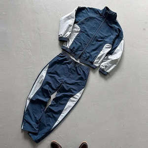 Custom Men's <b>Retro</b> Nylon Windbreaker <b>Tracksuit</b> Set Color Block Streetwear Vintage Sportswear Jogging Suit 2 Piece Activewear - Product Image 1