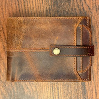 Dompet Rifd pria dompet kartu tempat kartu dompet kulit lipat dua bisnis dompet kulit sapi asli kustom penjualan laris ekspor untuk pria