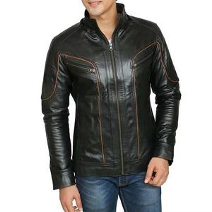 Chaqueta de Motociclista de Cuero Vacuno Marrón con Cierre de Cremallera, Protección Contra el Viento, Asa Superior y Correa para el Hombro - Product Image 2