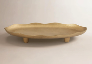 Plateau de service ovale de luxe en métal doré avec pieds, plat décoratif moderne pour la décoration de la maison, hôtel, restaurant, ou comme cadeau. - Product Image 4