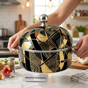 Luxury 3Pc Luxury Floral Stainless Steel Hot <b>Pot</b> Casserole <b>Set</b> Insulated Serving Dish Food Warmer Home Catering Wedding Parties - Product Image 6