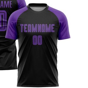 Camiseta de Fútbol Personalizada Morada y Negra, Sublimada, Transpirable, Cuello sin Costuras, Unisex, Manga Corta, Poliéster, Uniforme de Equipo - Product Image 6