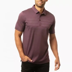 Polo en tricot violet pour homme, manches courtes, couleur unie, coupe classique, boutons, personnalisable, vente en gros, OEM - Product Image 1
