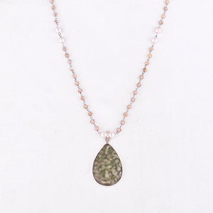 Collier pendentif en argent sterling 925 avec perle, jaspe et rutile doré - Product Image 2