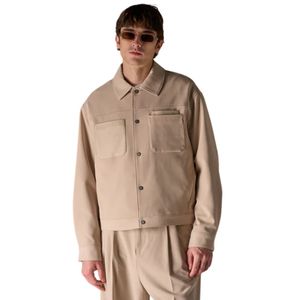 Veste cintrée en similicuir pour homme, couleur beige, design moderne, tissu de haute qualité et détails de poches élégants - Product Image 5