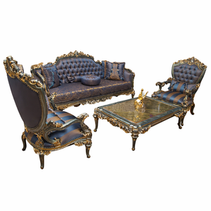 Juego de Muebles de Sala de Estar Estilo Moderno Francés, Sofá de Madera de Teca de 5 Plazas, Tamaño Personalizable, Sofá de Lujo Hecho a Mano, Nueva York - Product Image 1