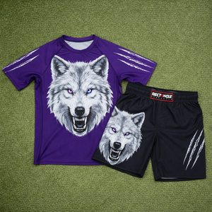 ชุดเสื้อรัดกล้ามเนื้อและกางเกง MMA สำหรับยิวยิตสู มวยไทย มวยปล้ำ ศิลปะการต่อสู้แบบผสมผสาน แบบขายส่งและสั่งทำได้ - Product Image 1