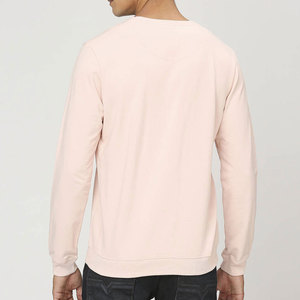 <b>Men's</b> Light Pink Long Sleeve O-Neck Regular Fit Casual Knitted Sweatshirt Solid Color - Product Image 2