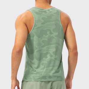 <b>Men's</b> <b>Green</b> Camouflage Tank <b>Top</b> O-Neck Quick Dry Knitted Sleeveless Casual Sportwear - Product Image 1