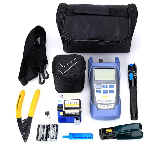Fiber Optic Equipment FTTH Tool Kit, Fiber Clever Optical Power Meter with Portable Bag