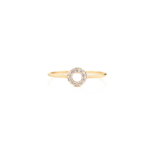 Anillo Delicado Minimalista de Oro Amarillo Real K14 con Diamante Redondo de Corte Brillante y Halo Abierto, Regalo de Graduación, Joyería - Product Image 1