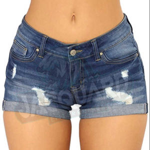 Shorts décontractés pour femmes, couleurs unies, avec cordon de serrage, shorts en jean taille haute, meilleures ventes - Product Image 5