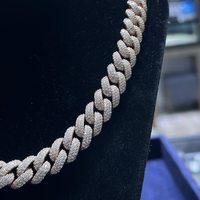 Chaîne cubaine en argent sterling 925 plaqué or rose avec moissanite, collier hip-hop unisexe tendance certifié par une tierce partie
