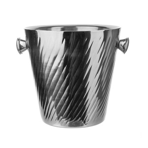 Refroidisseur à vin de luxe Refroidisseur à vin à double paroi en métal fini poli Baignoire à boisson de table en acier inoxydable Mariage - Product Image 5