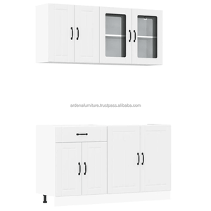 Gabinetes de cocina de madera blanca con juego de muebles de puertas para uso en cocina de apartamento o villa - Product Image 3