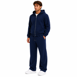 Conjunto Deportivo Personalizado con Logotipo para Hombre, Chaqueta con Capucha y Cierre Frontal, Pantalones Deportivos de Pierna Ancha con Cintura Elástica, Traje de Felpa de Dos Piezas - Product Image 5