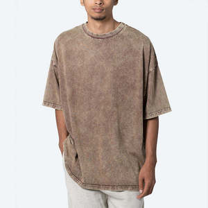 T-shirt pour homme en coton doux, délavé à l'acide, style vintage, coupe décontractée, style streetwear, pour tous les jours, look rétro - Product Image 1